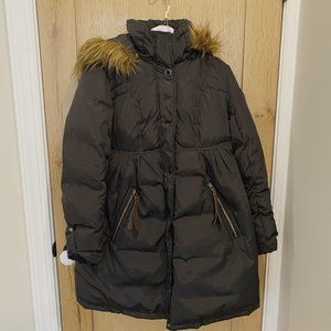 Kimi & Kai Eloise Maternity Hooded Down Puffer Coat, Black, Size Small